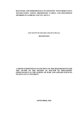 Diagnosis and Epidemiology of Zoonotic Nontuberculous Mycobacteria Among Dromedary Camels and Household Members in Samburu County, Kenya