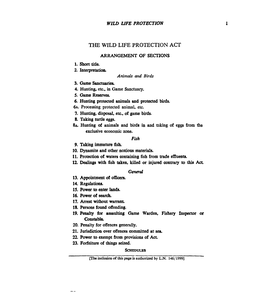 The Wild Life Protection Act Arrangement of Sections 1