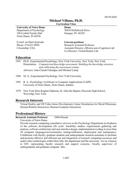 Curriculum Vitae University of Notre Dame Home Department of Psychology 50630 Hollybrook Drive 390 Corbett Family Hall Granger, in 46530 Notre Dame, in 46556