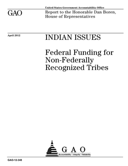 Federal Funding for Non-Federally Recognized Tribes