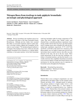 Nitrogen Xuxes from Treefrogs to Tank Epiphytic Bromeliads: an Isotopic and Physiological Approach