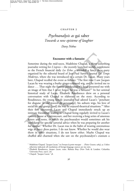 Psychoanalysis As Gai Saber Towards a New Episteme of Laughter Dany Nobus