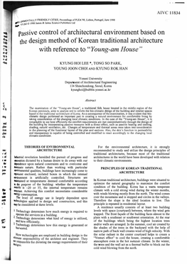 Passive Control of Architectural Environment Based on the Design Method of Korean Traditional Architecture with Reference to 