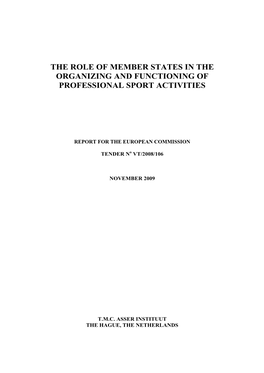 The Role of Member States in the Organizing and Functioning of Professional Sport Activities