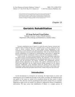 Geriatric Rehabilitation