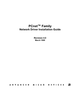 Pcnet™ Family Network Driver Installation Guide