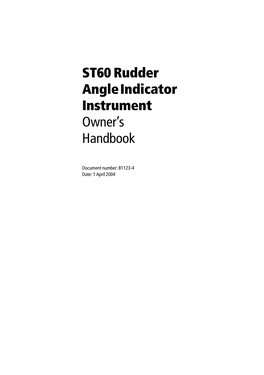 ST60 Rudder Angle Indicator Instrument Ownerts Handbook