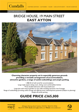 Bridge House, 19 Main Street East Ayton Guide Price