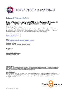 State-Of-The-Art Review of Goat TSE in the European Union, with Special Emphasis on PRNP Genetics and Epidemiology