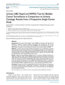 Urinary UBC Rapid and NMP22 Test for Bladder Cancer Surveillance In