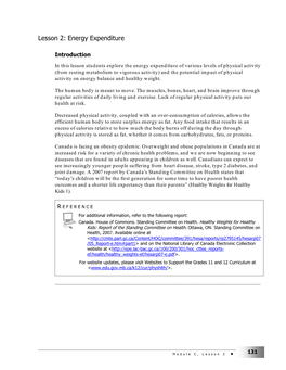 Lesson 2: Energy Expenditure