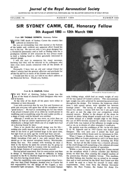 SIR SYDNEY CAMM, CBE, Honorary Fellow^ 5Th August 1893 — 12Th March 1966