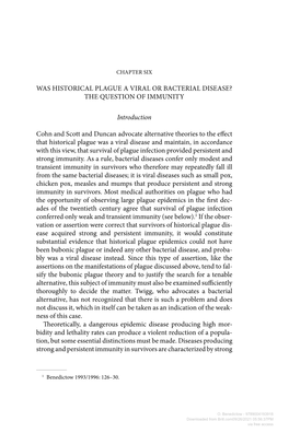 Was Historical Plague a Viral Or Bacterial Disease? the Question of Immunity