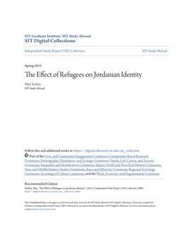 The Effect of Refugees on Jordanian Identity