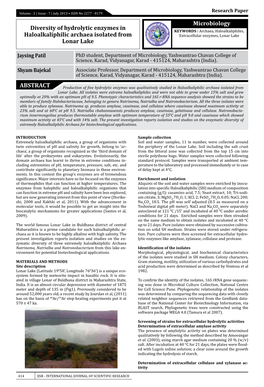 Microbiology ABSTRACT Diversity of Hydrolytic Enzymes In