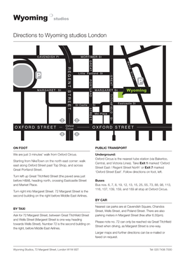 Directions to Wyoming Studios London