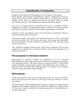 Classification of Computers