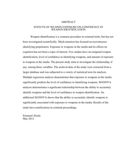 Effects of Weapon Exposure on Confidence in Weapon Identification