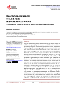 Health Consequences of Acid Rain in South West Sweden —Influence of Acid Well Water on Health and Hair Mineral Pattern