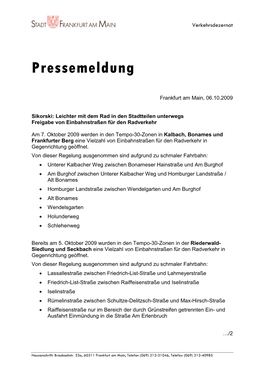 1006 PM Radfahren Gg Einbahn Kalbach, Bonames, Riederwald