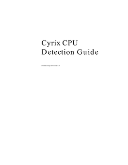 Cyrix CPU Detection Guide