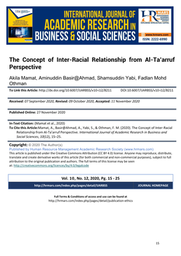 The Concept of Inter-Racial Relationship from Al-Ta'arruf