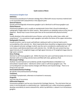 Cystic Lesions of Bone