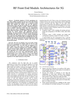 RF Front End Module Architectures for 5G