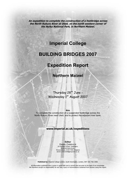 Imperial College Building Bridges 2007 Expedition Report