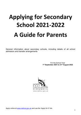 Applying for Secondary School 2021-2022