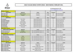 Oxley College Weekly Sports Draw - Week Ending 6 February 2021