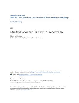 Standardization and Pluralism in Property Law Nestor M