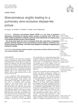 Granulomatous Angiitis Leading to a Pulmonary Veno-Occlusive Disease-Like Picture