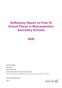 Download the Post 16 Sufficiency Report 2020