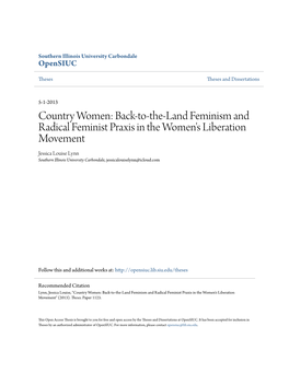 Back-To-The-Land Feminism and Radical Feminist