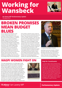 Wansbeck Ian Lavery MP Parliamentary Update