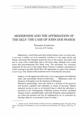 Modernism and the Affirmation of the Self: the Case of John Dos Passos