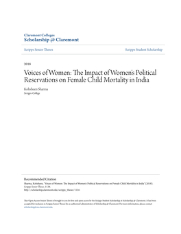 The Impact of Women's Political Reservations on Female Child Mortality in India