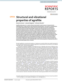 Structural and Vibrational Properties of Agrellite Ekaterina Kaneva*, Alexandr Bogdanov* & Roman Shendrik*