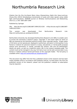 Simultaneous Transmission of Audio and Video Signals Using Visible Light Communications