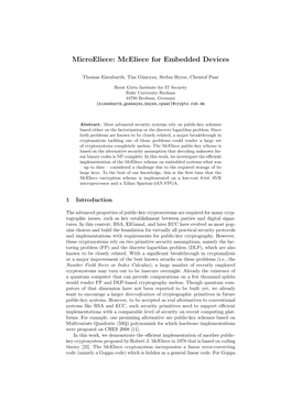 Microeliece: Mceliece for Embedded Devices