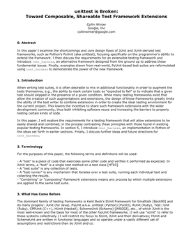 Unittest Is Broken: Toward Composable, Shareable Test Framework Extensions