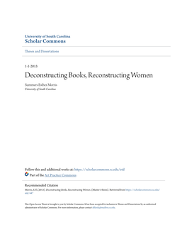 Deconstructing Books, Reconstructing Women Summers Esther Morris University of South Carolina