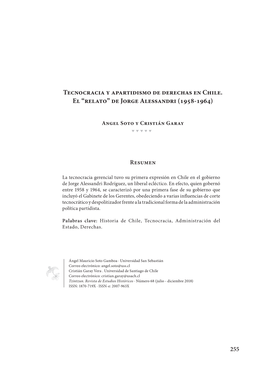 Tecnocracia Y Apartidismo De Derechas En Chile. El “Relato” De Jorge Alessandri (1958-1964)