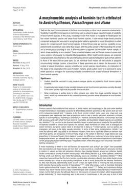 A Morphometric Analysis of Hominin Teeth Attributed to Australopithecus