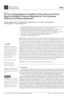 De Novo Transcriptome Assembly of Two Microsorum Fern Species Identiﬁes Enzymes Required for Two Upstream Pathways of Phytoecdysteroids