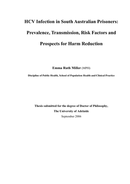 HCV Infection in South Australian Prisoners