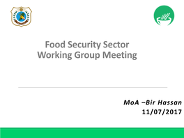 Food Security Sector Working Group Meeting