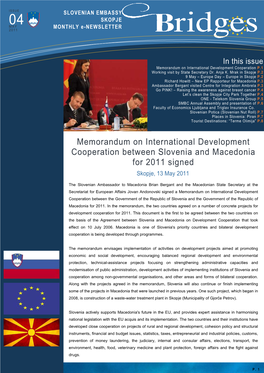 Memorandum on International Development Cooperation Between Slovenia and Macedonia for 2011 Signed