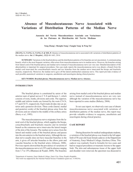 Absence of Musculocutaneous Nerve Associated with Variations of Distribution Patterns of the Median Nerve